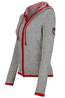 Damen Trachten Strickjacke mit Kapuze grau