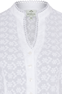 Damen Trachtenbluse mit Flgelrmel und Lochstickerei wei