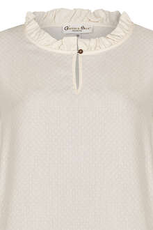 Hochgeschlossene Damenbluse mit langen rmeln creme