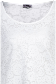 Trachtenbluse Blusenshirt mit Spitze und 3/4-Arm offwhite