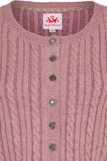 Damen Strickjacke mit Zopfmuster und Wollanteil malve