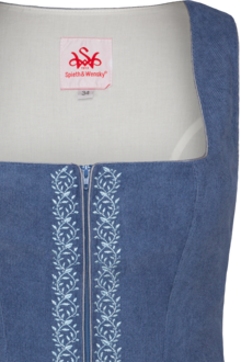 Damen Mieder aus Cord mit Blumenstickerei mittelblau
