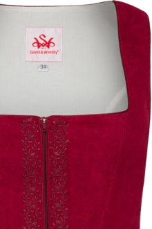 Damen Mieder aus Cord mit Blumenstickerei rot