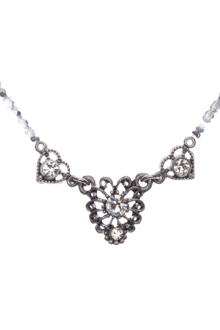 Damen Halskette mit Glasperlen und Anhnger crystal-altsilber