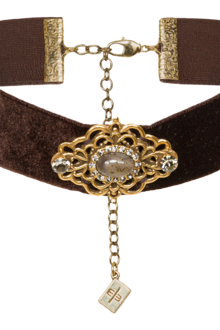 Damen Kropfband Samt mit Ornamentelement altgold