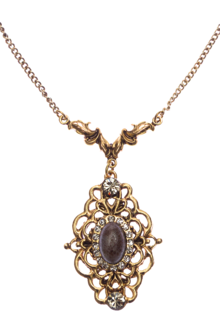 Damen Halskette mit Ornamentanhnger altgold