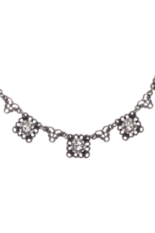 Damen Halskette Vintage-Stil mit Strasssteinchen altsilber
