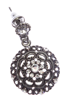 Damen Ohrstecker mit floralem Ornamentanhnger cryistal/altsilber