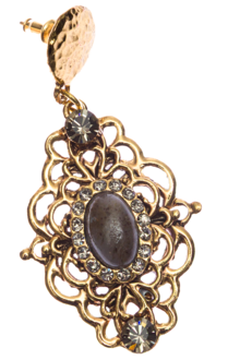 Damen Ohrringe lang in Ornamentform altgold