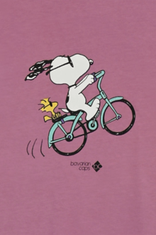 Damen T-Shirt mit Druck 'Peanuts Radln' rosa