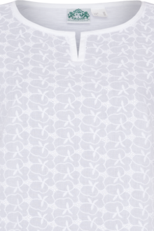Damen T-Shirt aus Baumwolle mit Lochmuster wei