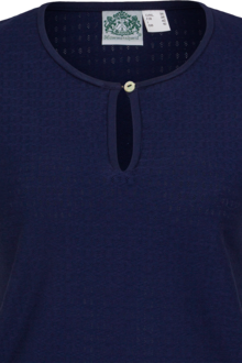Damen Bluse mit Rundhalsausschnitt und Zierknopf marine