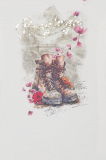 Damen T-Shirt aus Bio-Baumwolle mit Bergmotiv offwhite