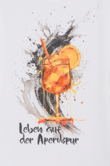 Damen T-Shirt mit Aperol-Motiv und Glitzer wei