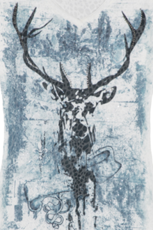 Damen Trachtenshirt mit Leo Struktur und Hirschmotiv offwhite
