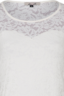 Damen Spitzenshirt mit 3/4-Arm elastisch offwhite