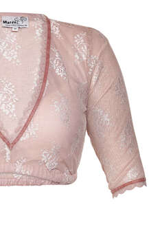 Spitzen-Dirndl Bluse mit V-Ausschnitt rosa blush