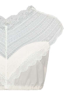 Dirndl-Bluse mit transparenten Spitzen-V-Einsatz weiß