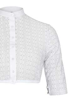 Dirndl-Bluse hochgeschlossen halbarm weiß
