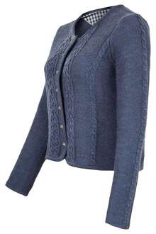 Damen Trachten Strickjacke mit Zopfmuster jeansblau