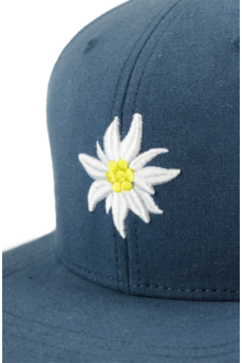 Cap 'Edelwei Leinen' flat wacholderblau