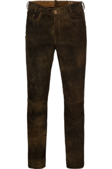 Herren Lederhose lang aus Wildbockleder nutria