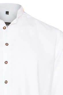Trachten Stehkragen Hemd mit feinem Webmuster body fit weiß