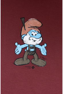 Herren Trachtenshirt 'Papa Schlumpf' burgund