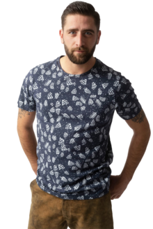 Herren T-Sirt 'Hopfenernte' blau