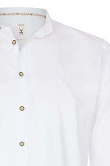 Trachtenhemd Stehkragen regular mit Streifenmuster weiß
