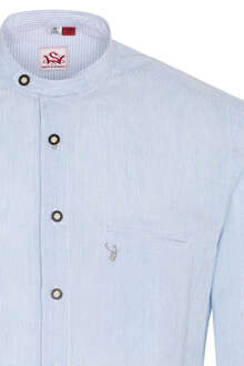 Slim Fit Trachten-Stehbundhemd gestreift blau