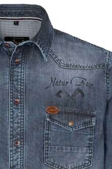 Herren Trachten-Jeanshemd denimblau