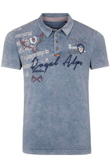 NEU Übergröße ausgefallenes Marken Herren Trachten Polo Shirt blau Sticke Gr.6XL 