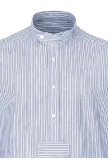 Trachtenhemd Stehkragen mit Riegel Regular blau gestreift