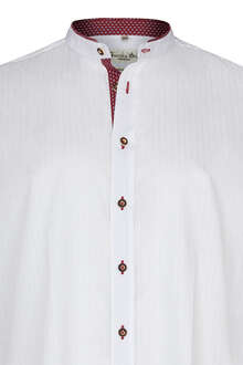 Trachtenhemd Stehkragen tailored fit weiß rot