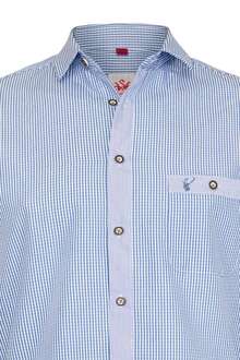 Trachtenhemd Slim Fit hellblau kariert