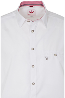 Herren Kurzarm Trachtenhemd Slim fit wei rot