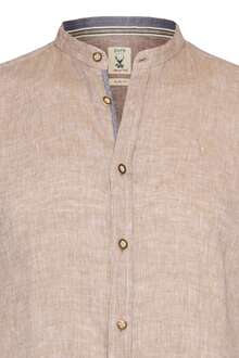 Herren Trachten Leinenhemd Stehkragen Slim beige
