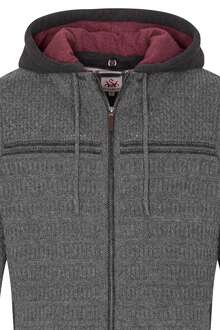 Sportive Herren Trachten Strickjacke mit Kapuze mittelgrau