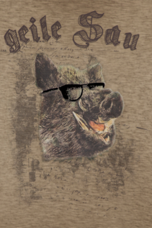 Herren T-Shirt 'geile Sau' hellbraun