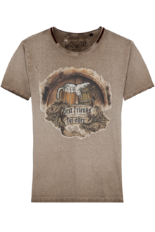 Herren T-Shirt Biermotiv 'Best Friends for ever' hellbraun