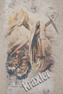 Herren T-Shirt 'Kraxler' Bergmotiv hellbraun