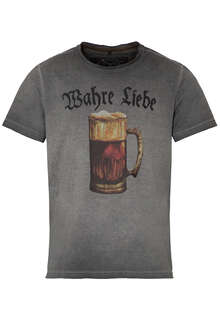 Trachten Herren T-Shirt Biermotiv grau