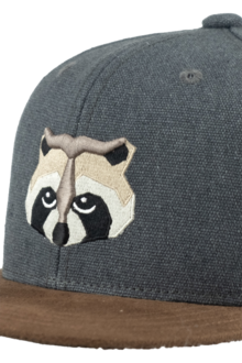 Kinder Cap mit Waschbr-Design und Canvas-Look dunkelgrau