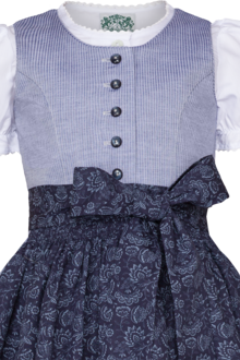 Kinderdirndl mit Steifen, floraler Schrze und Bluse blau