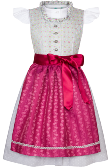 Kinderdirndl mit Blumenmuster und Bluse trkis/beere