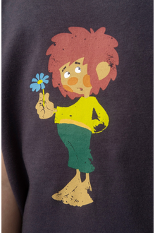 Kinder T-Shirt 'Pumuckl Blume' grau