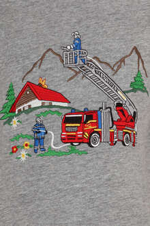 Kinder T-Shirt 'Feuerwehr' grau