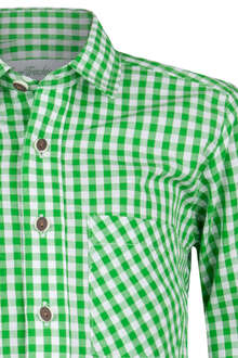 Kinder Baumwoll-Trachten Hemd kariert hellgrün
