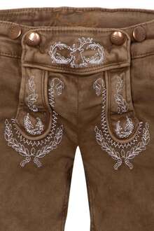 Kinder Jeansshort in Lederhosenoptik hellbraun